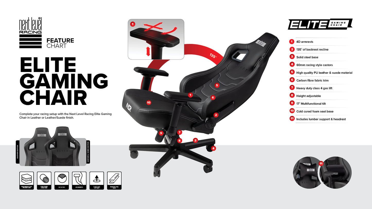 Elite Gaming Chair Leather & Suede Edition