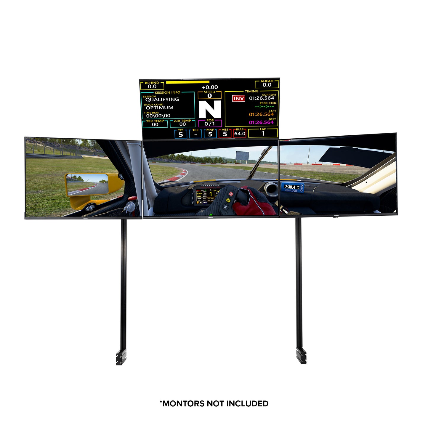 Elite Free Standing Quad Monitor Stand - Black Edition
