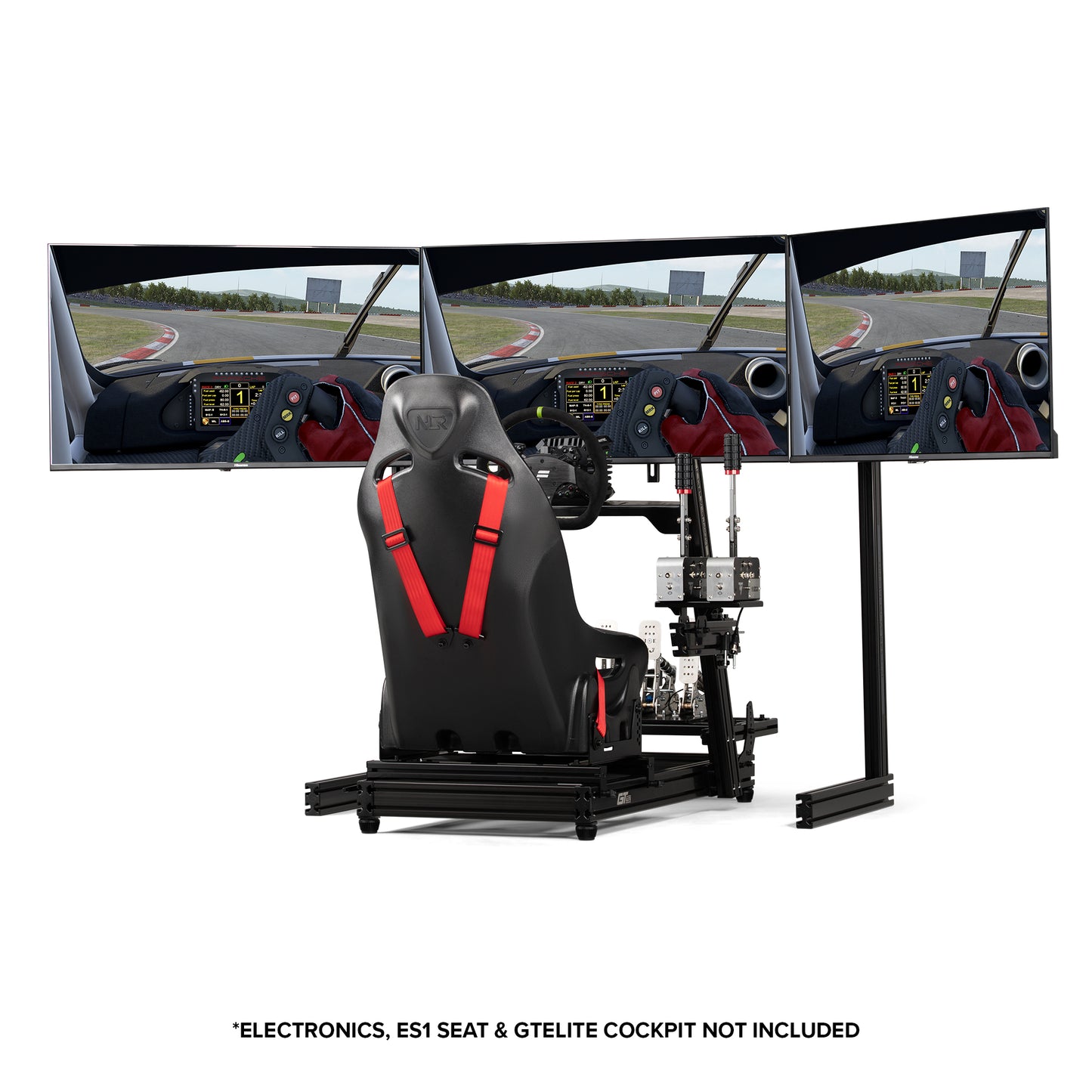 Elite Free Standing Complete Triple Monitor Stand - Black Edition