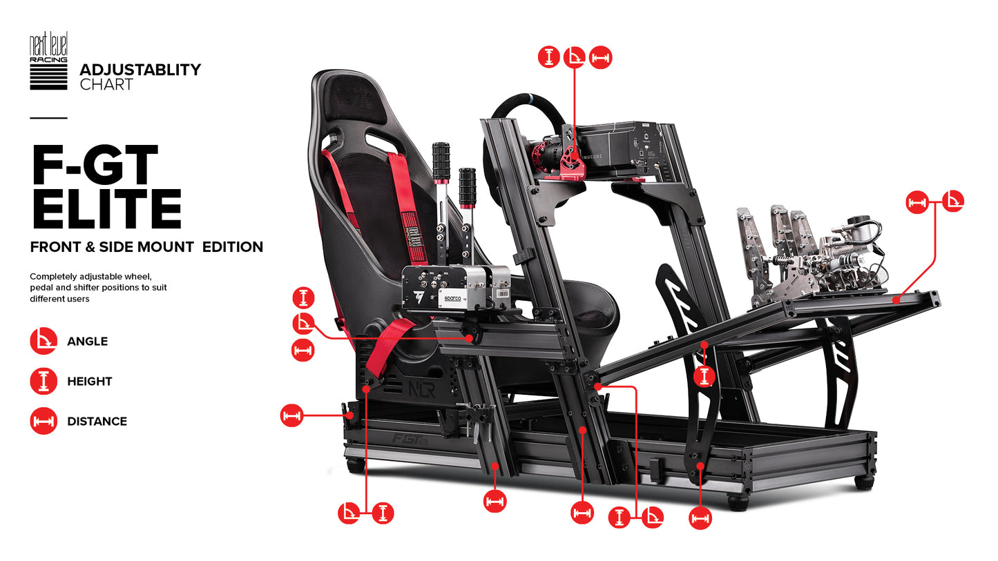 F-GT Elite Formula & GT Racing Simulator Cockpit- Side and Front Mount Edition